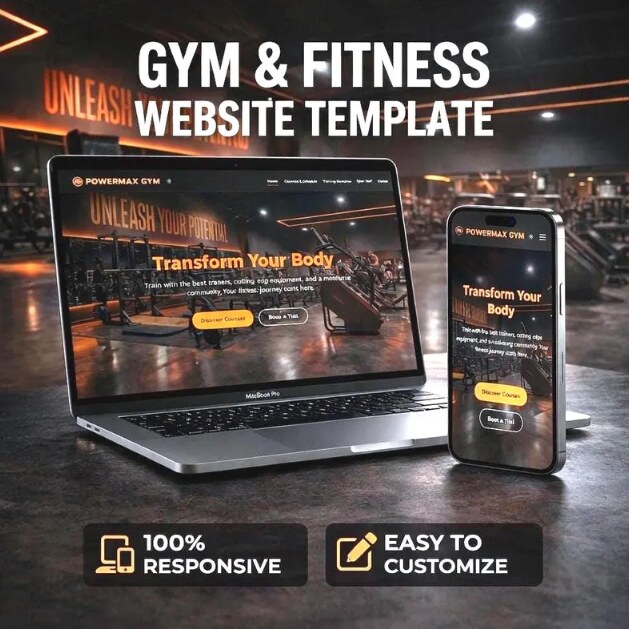 Anteprima responsive del template PowerMax Gym